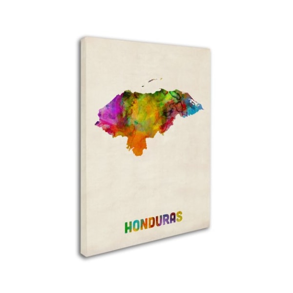 Michael Tompsett 'Honduras Watercolor Map' Canvas Art,14x19